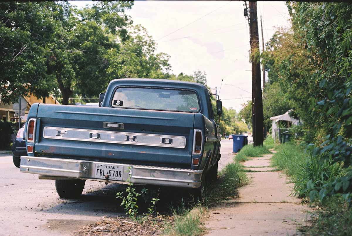 Classic pickup truck parked on a street