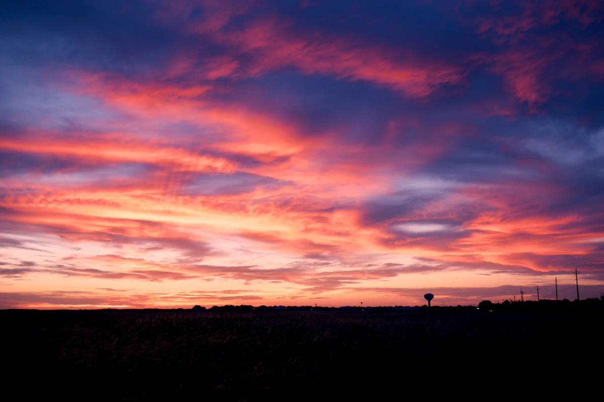 Bright sunset over open land