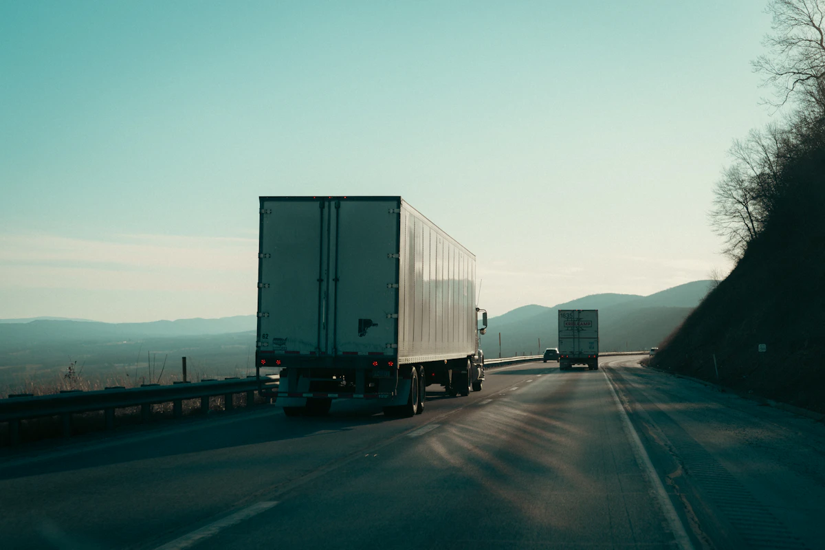 Trucks driving on an interstate
