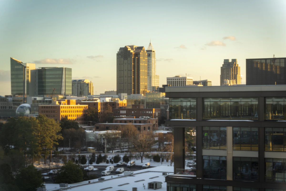 City buildings in early morning light