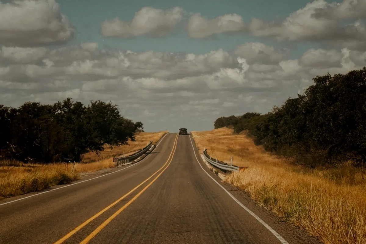 Long open road with open sky
